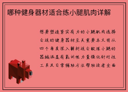 哪种健身器材适合练小腿肌肉详解