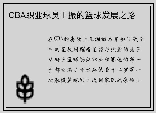 CBA职业球员王振的篮球发展之路